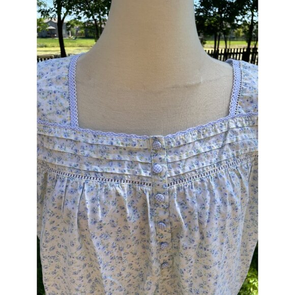 Liz Claiborne Villager Woman 3X White & Blue Floral Sleeveless Cotton/Polyester - Picture 2 of 7
